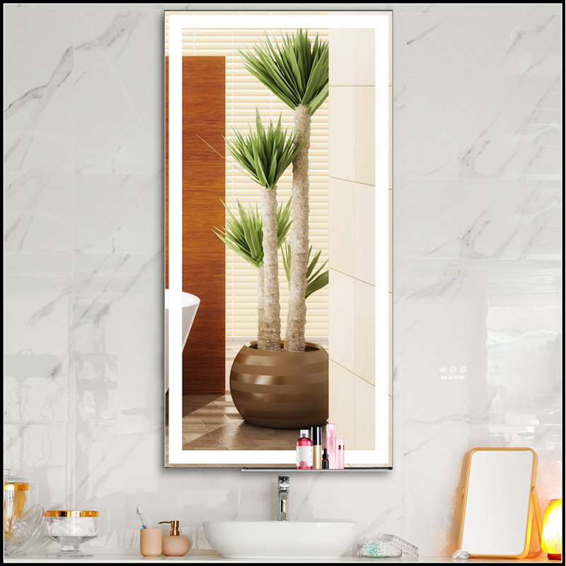 Miroir de salle de bain 48 x 24 pouces à DEL avec lumières réglables, antibuée, interrupteur tactile et fonction mémoire pour les salles de bain modernes