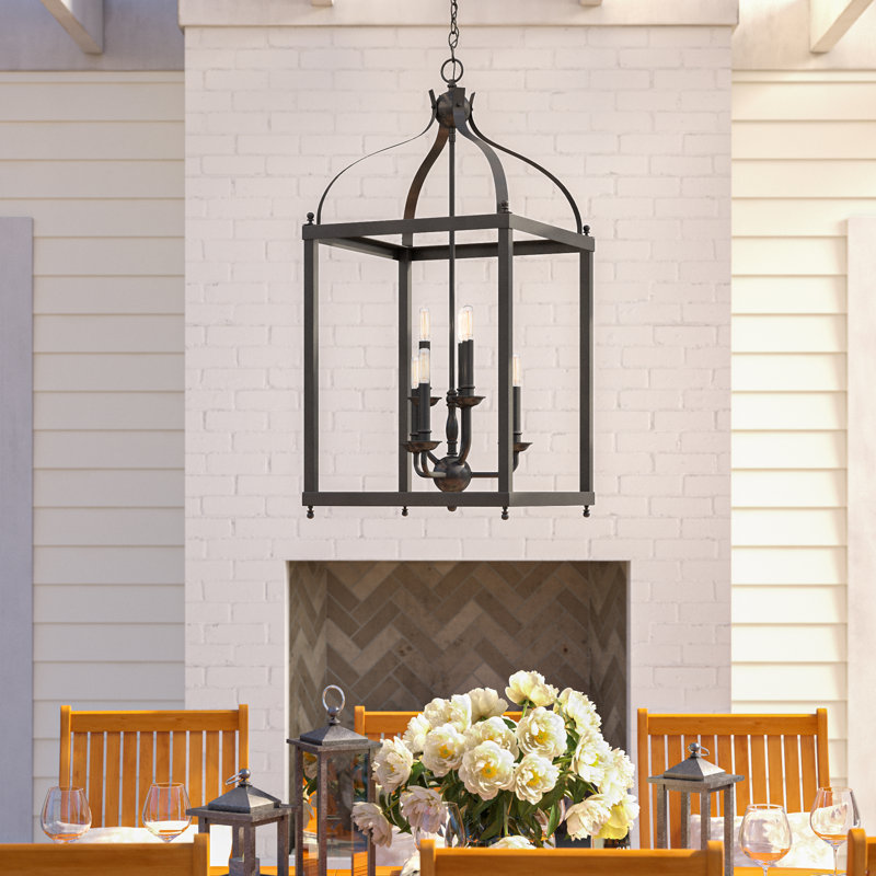 Larkin 6 - Light Dimmable Lantern Square / Rectangle Chandelier, Olde Bronze