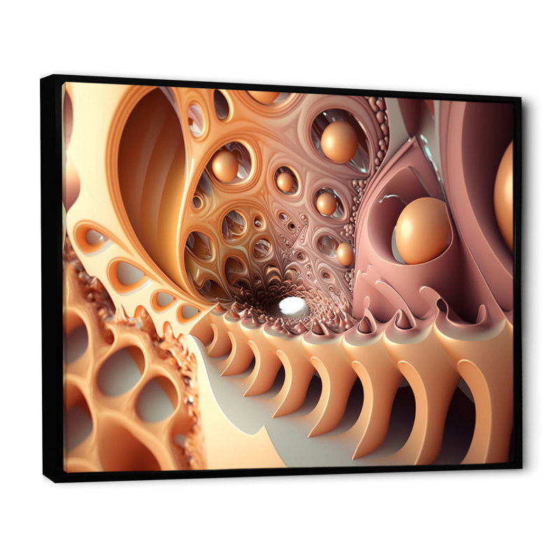 Abstrait paysage de rêve cosmique sur toile, Cadre flottant noir, 34" H x 44" W