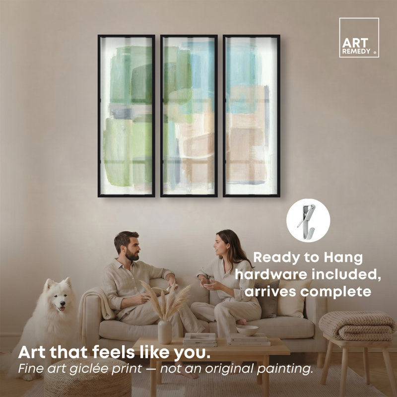 Ensemble de décoration murale Ira Colmeva Soft Structure II Shadowbox Print Sage par Art Remedy, cadre noir, 16 x 48