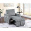 Fauteuil en velours côtelé gris moderne avec méridienne coulissante et poche latérale - Transformez votre espace de détente et de confort