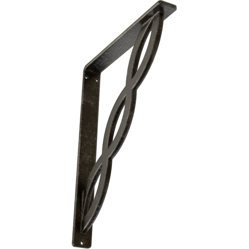 Support en fer forgé, Argenté antique chaleureux, H 12 po x l 1,5 po x P 10 po