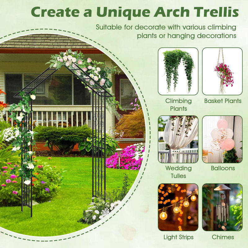 140cm W x 40cm D Metal Arbour in Black