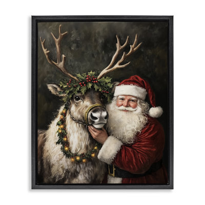 Cadre flottant père Noël et renne, design par Arlington Prints