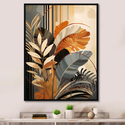 Funky Foliage In Terracotta Tons - Abstract Botanicals, art mural