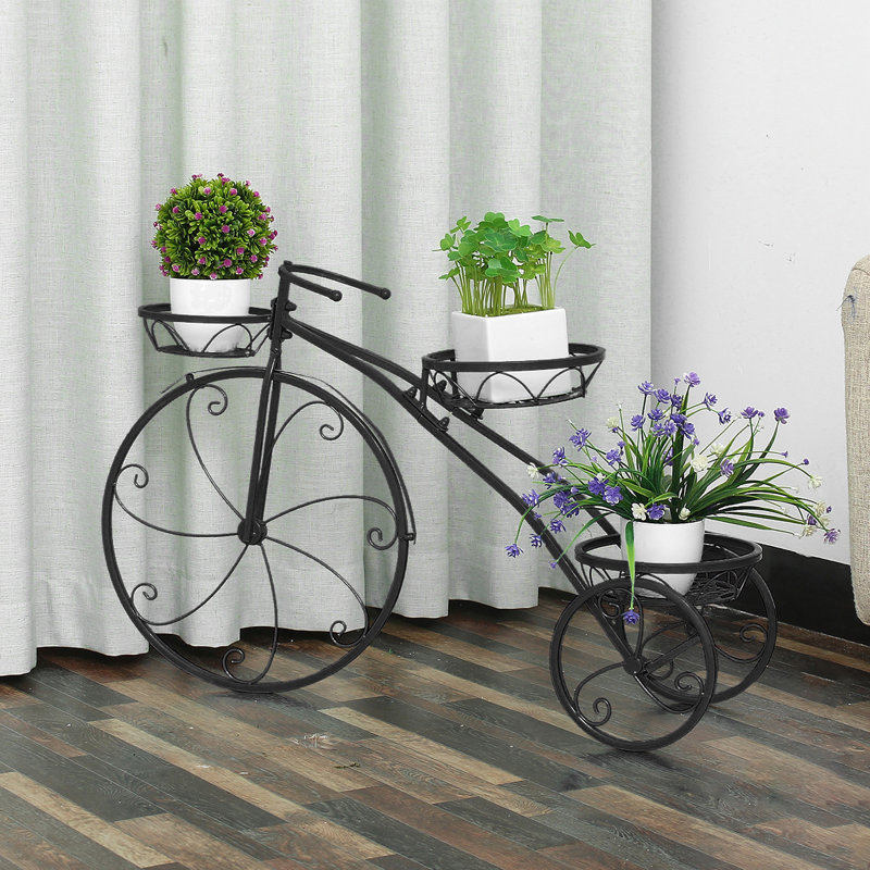 Dacia Metal Weather Resistant Plant Stand, Black