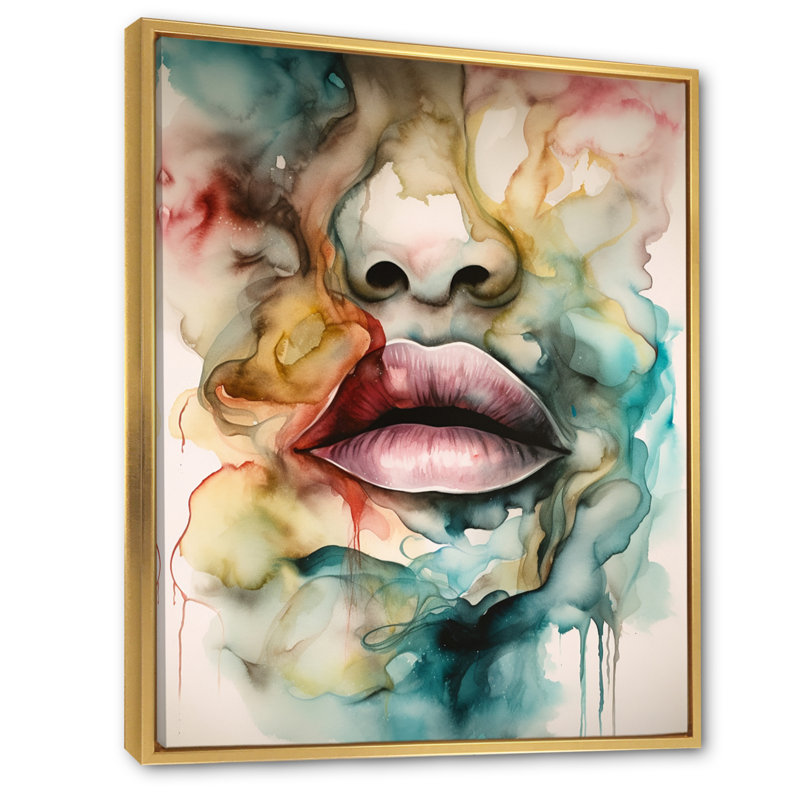 «Colorful Lips», reproduction sur toile, H 32 po x l 16 po x P 1 po, Cadre flottant doré