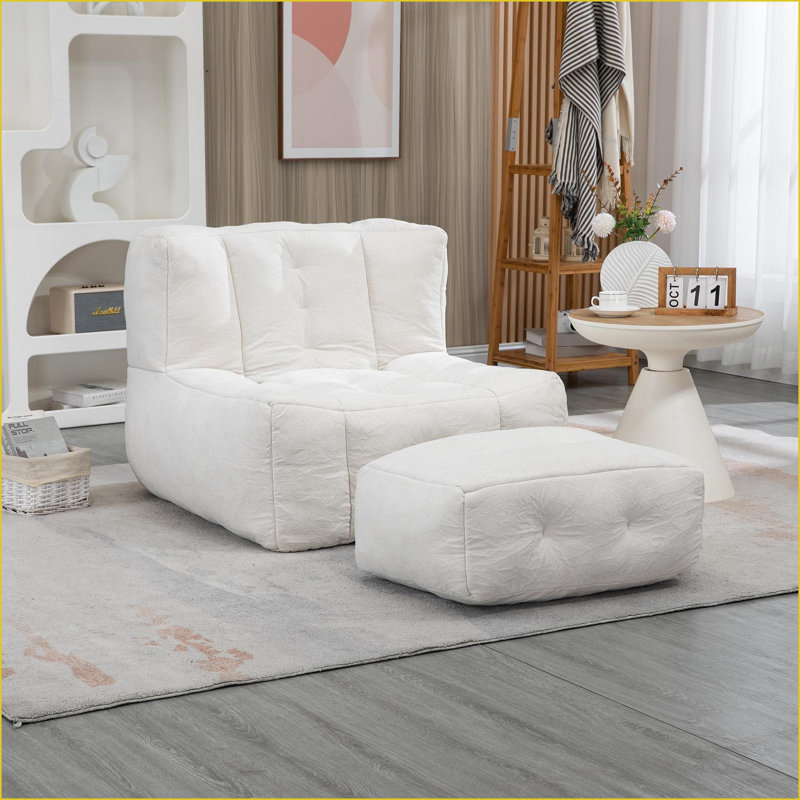 Fauteuil à billes Soft Soft Repose-pieds | Revêtement en velours | 38,5 profondeur de siège