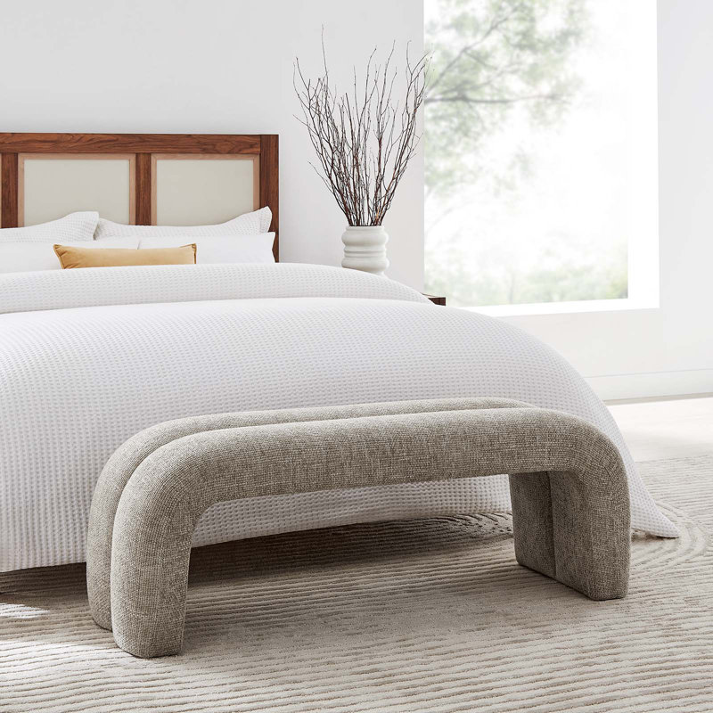 Modway Dax 50.5" Chenille Upholstered Accent Bench, Khaki
