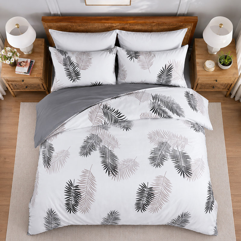 Microfiber Floral Duvet Cover Set, KING