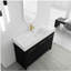 Lavabo autoportant avec bol en résine et porte à fermeture en douceur