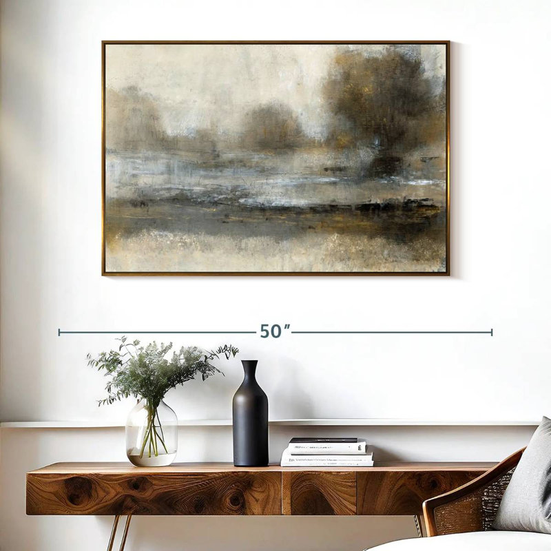 Paysage doré I, Cadre flottant doré, 40 po x 27 po