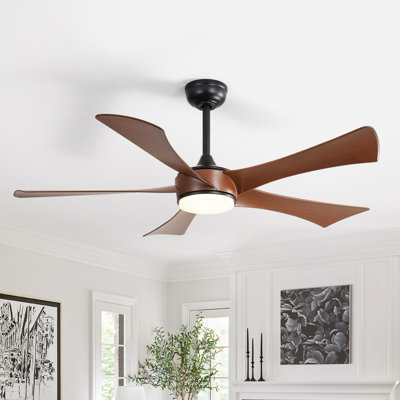 Whisper 52" 5-ABS Blade Modern Classic Ceiling Fan With LED Three-Tone Light And Ultra-Quiet Remote Control Adjustment