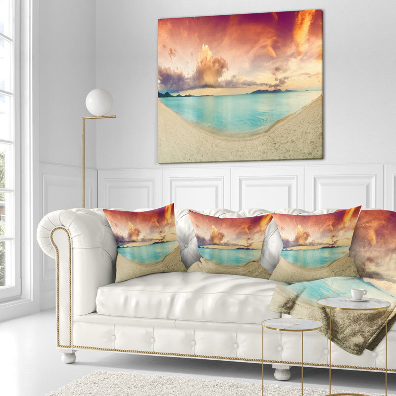 Coucher de soleil tropical avec imprimé de paysage Schafer, 18 po x 18 po, Coussin décoratif