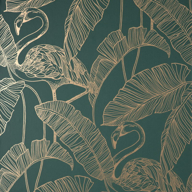 Flamingo Emerald Wallpaper