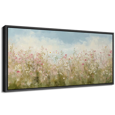 Fresh Wildflower Field with Daisies - Pictures Extra Large Framed Canvas Print Wall Art