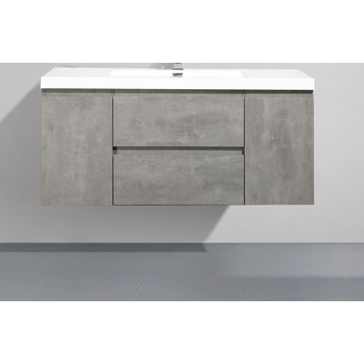Monteiro 47.1'' Single Bathroom Vanity with Poly Marble Top