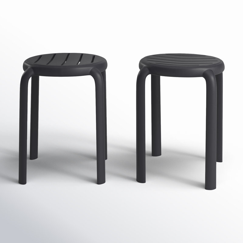 Aragons Stacking Patio Dining Side Chair, Black
