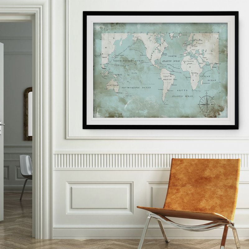 Ocean Blue - Single Picture Frame Print, Black, 26" H x 36" W x 1.5" D