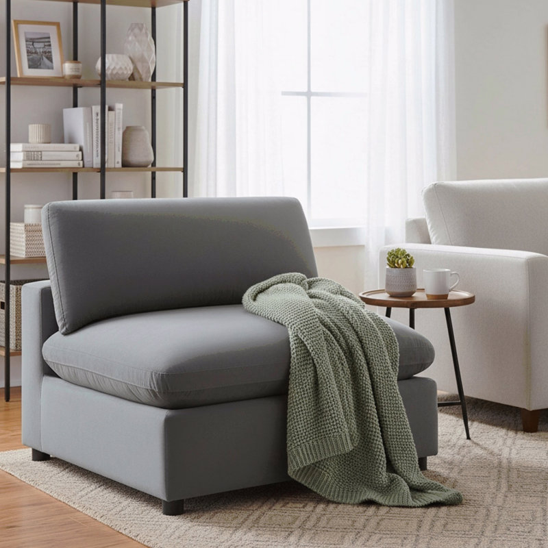 Caylie Armless Slipper Chair - Charcoal