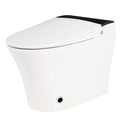 Smart Toilet With Heated Seat, One Automatic Flush, Without Bidet, Foot Blue Night , Knob Managed, Power Outage Flush Attribute, Soft Close Cover, White Bathroom Commodity Ceramic Article