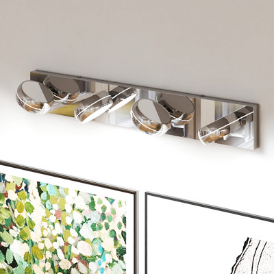 4 luminaires de salle de bain à DEL, finition 28 po, esthétique moderne, polyvalent pour la salle de bain, économie d'énergie, facile à installer, taille de meuble d'éclairage intérieur, conception, efficace, à intensité variable, à fixation,