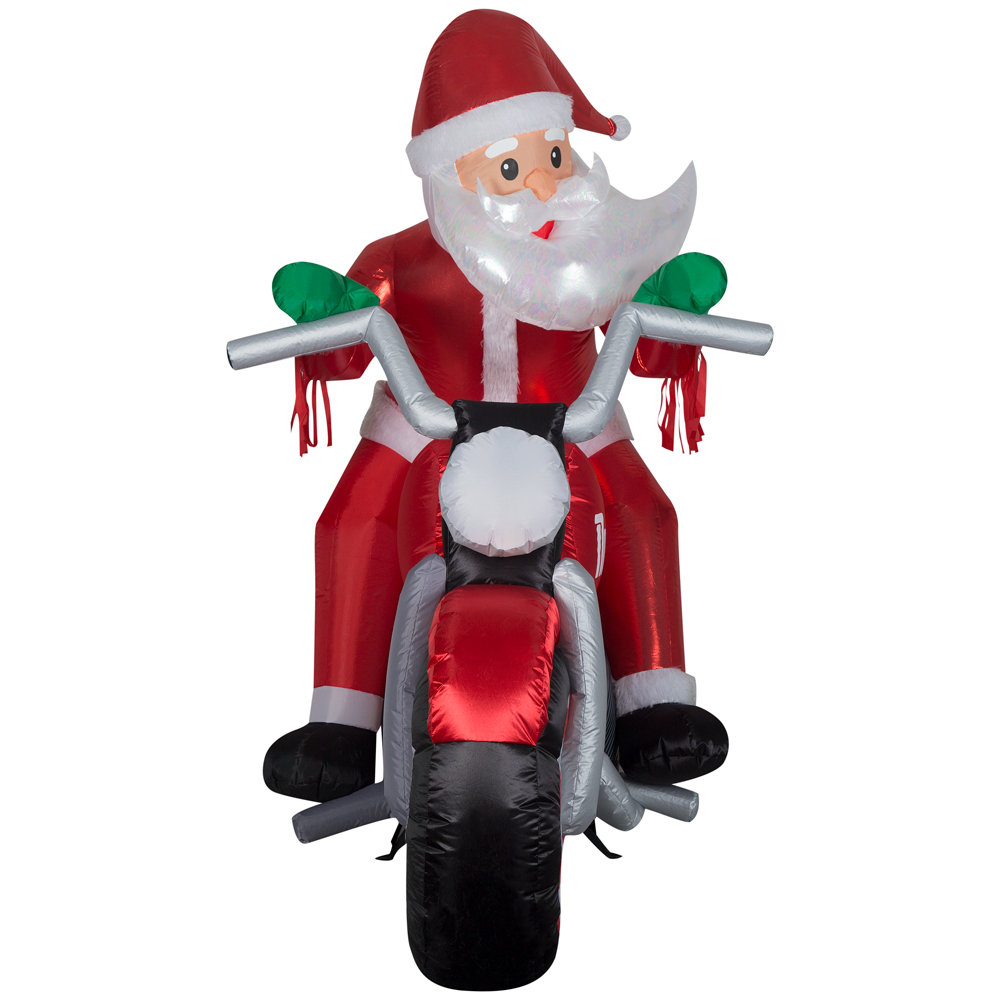 Gemmy Industries Gemmy Christmas Airblown Luxe Santa with Motorcycle ...