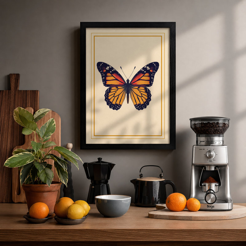 Monarch Study Botanical - Print, Black, A3 - 42.0 x 29.7 cm