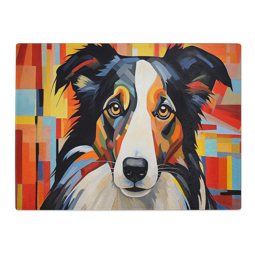 Border Collie Constructivism  Glass Chopping Board