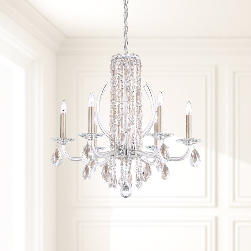 Sarella 6 - Light Chandelier, Antique Silver, Heritage Clear Crystal