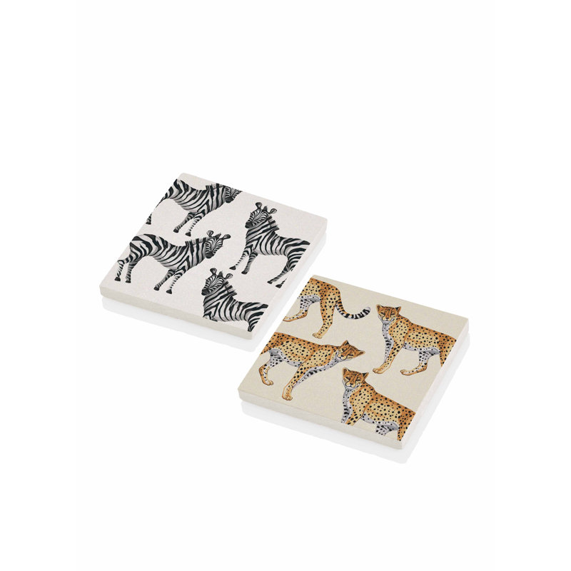 Marble Square 2 Piece Coaster Set