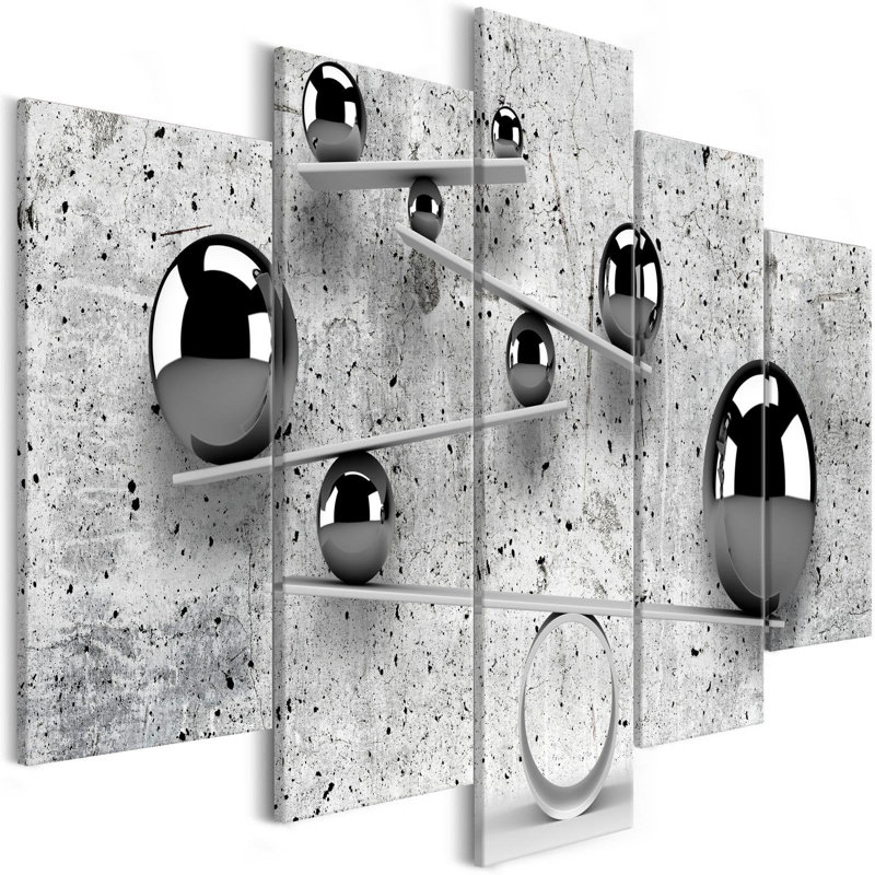 " Balls And Concrete " 5 - Pieces, 40" H  x 80" W x 0.7" D