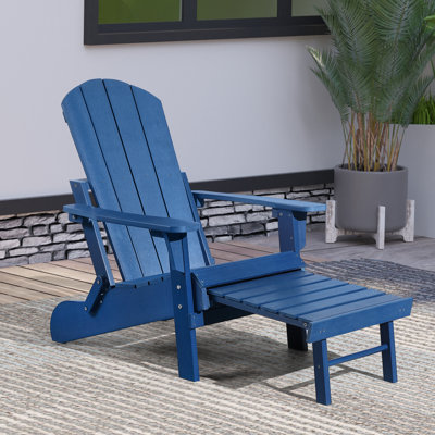 Hurley Morphew Plastic/Resin Folding Adirondack Chair with Ottoman by Rosecliff Heights