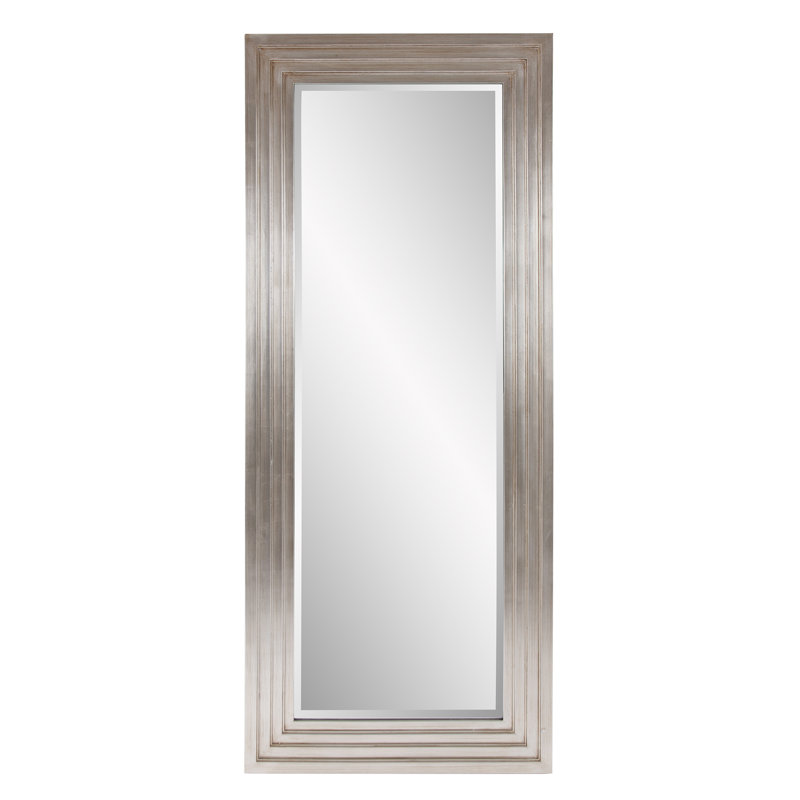 Amy Wood Flat Wall Mirror, 82" x 34", Silver