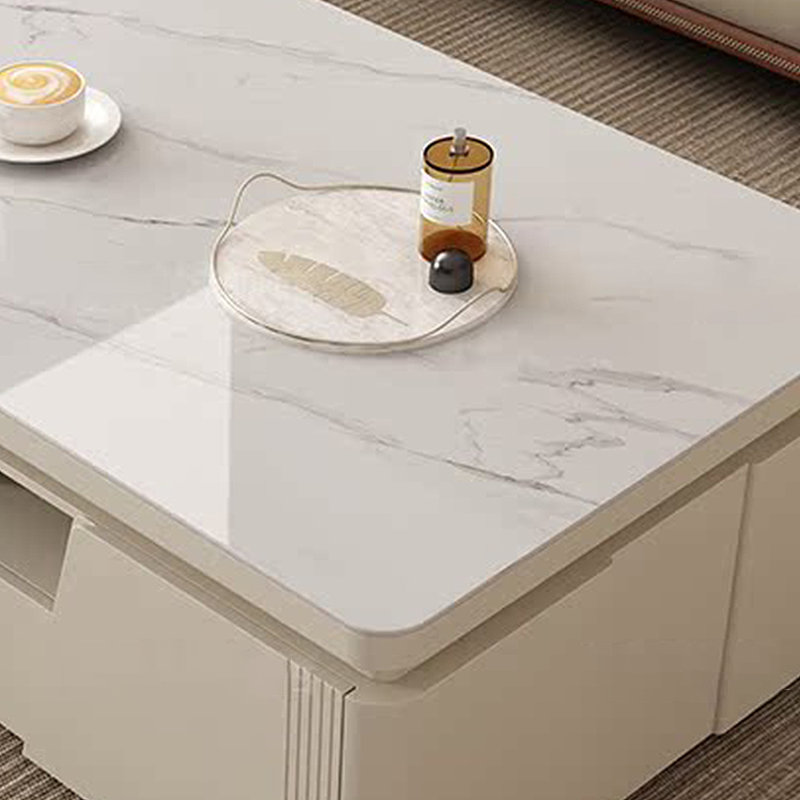 Table basse simple en granite de style crème, H 19,68 po x L 62,99 po x l 31,49 po