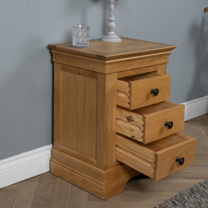 Doonfin 50cm W Solid Wood Bedside Table, Brown