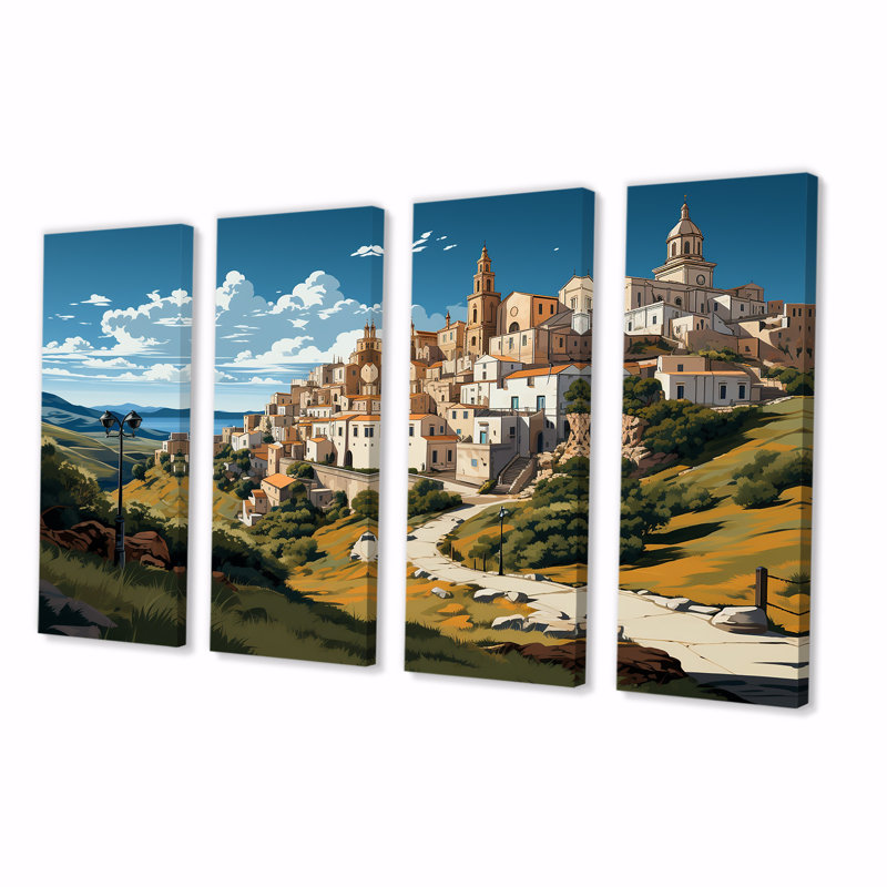 «Italian Hidden Gem Coastline - Landscape», ensemble d'art mural 4 pièces, H 28 po x l 48 po