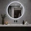Miroir de salle de bain rond en aluminium noir de 61 cm (24 po) avec éclairage DEL - Miroir mural antibuée à intensité variable et 3 températures de couleur