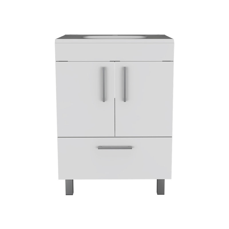 Meuble-lavabo simple blanc 2 portes