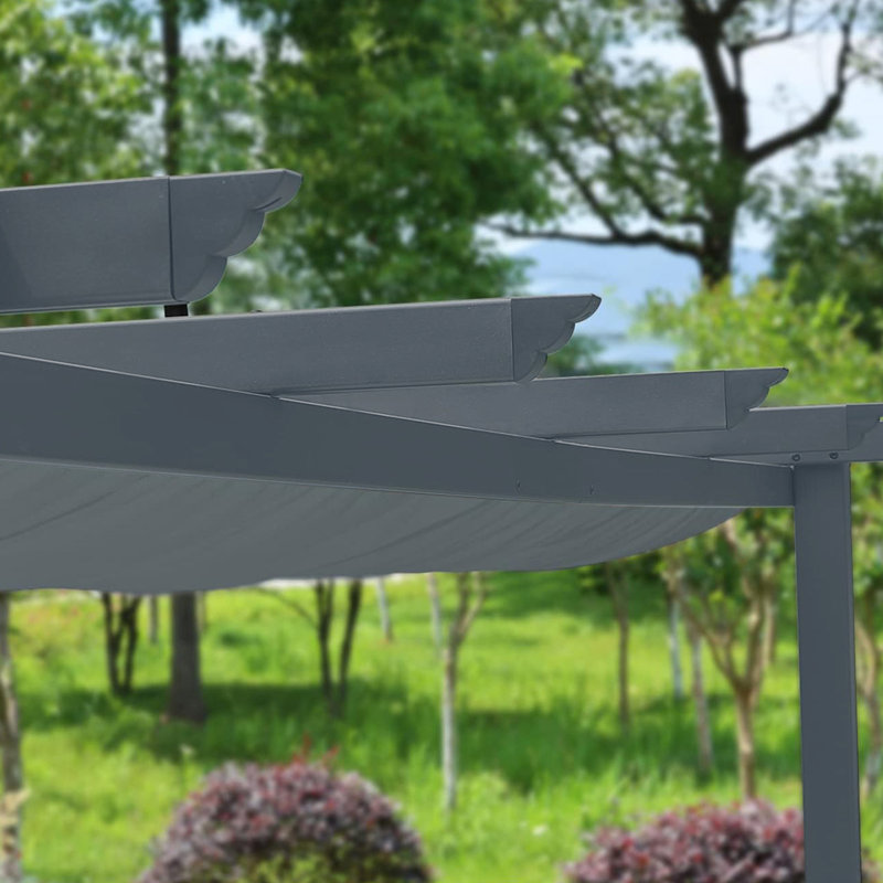 Pergola en aluminium avec auvent Aoodor, Gris foncé, Bordure de jardin 13 pi