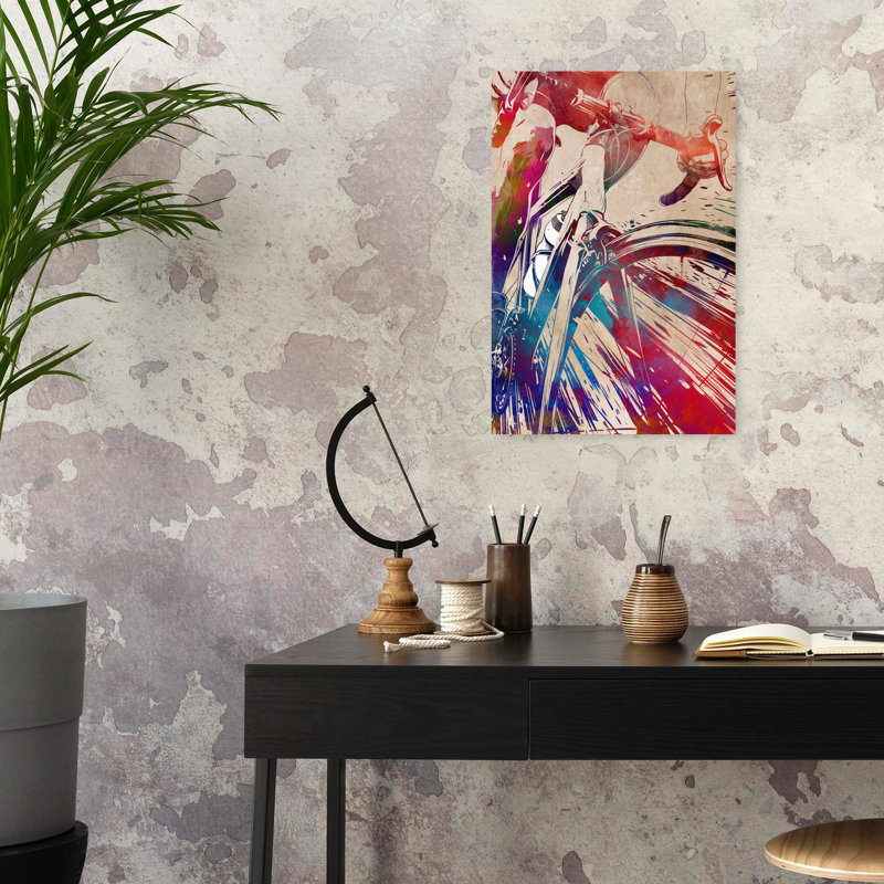 «Vibrant Cycling Motion», art coloré abstrait coloré, H 24 po x l 16 po