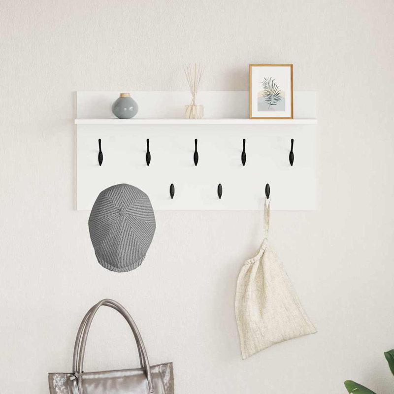 Wall-Mounted Coat Rack With Shelf 80 X 40 X 12 Cm, White