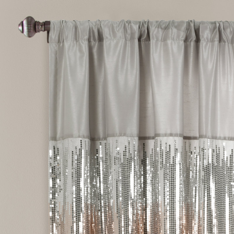 Sheer Curtain Single Panel, Gray/Blush