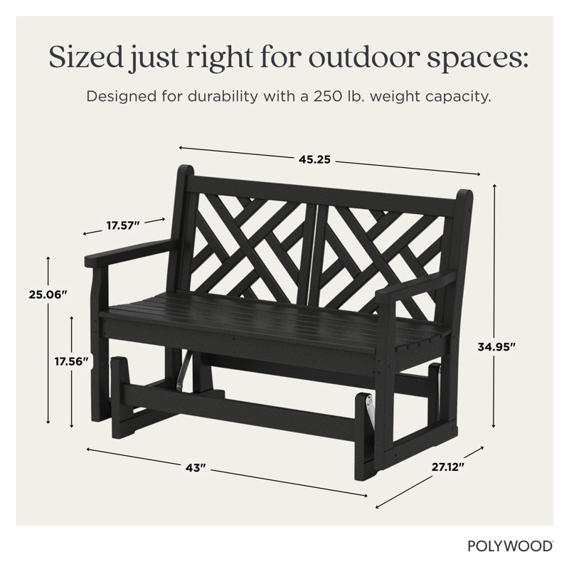 POLYWOOD Chippendale 48" Glider, Black