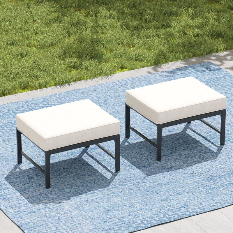 Repose-pieds d'extérieur Bular avec coussin Sunbrella®, Beige