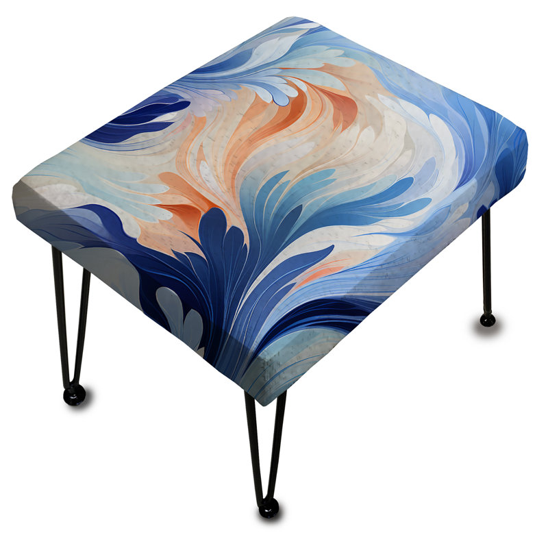 Ikat Dreams bleu et orange - Repose-pieds rectangulaire abstrait