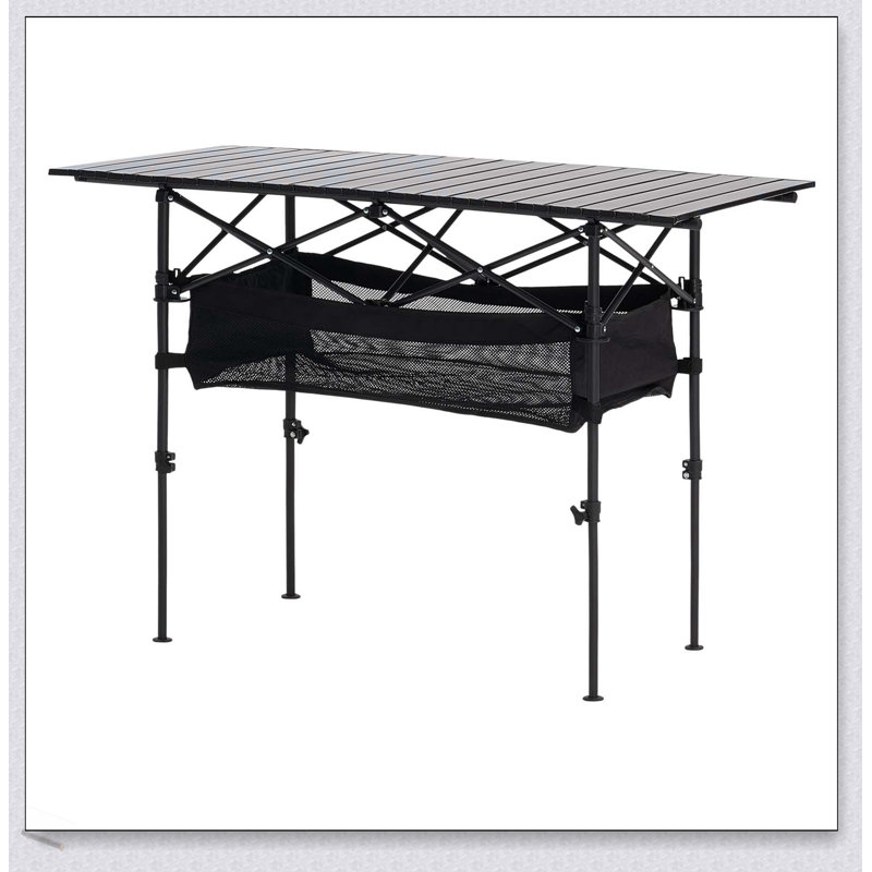 Table de camping pliante portative avec hauteur réglable et cadre en aluminium léger pour pique-nique en plein air