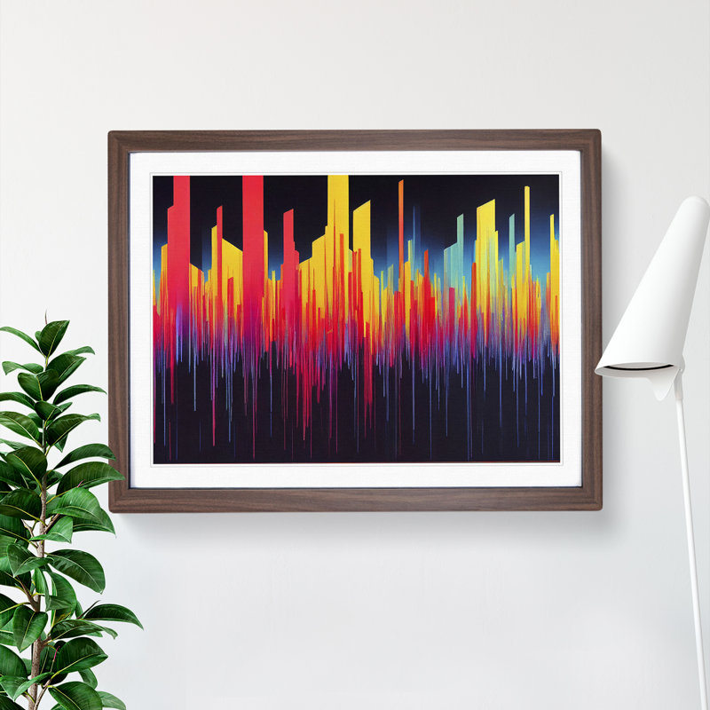 Audio Equalizer Abstract Art Vol.1 - Framed Print, Walnut, 25cm H x 34cm W x 2cm D