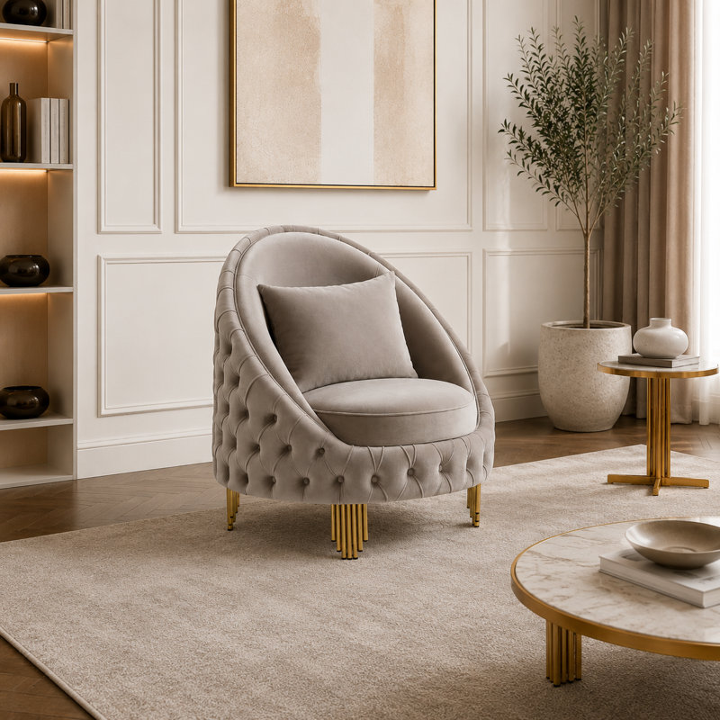 Valorie 33'' Velvet Chair, Taupe Velvet
