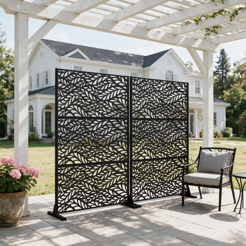 183cm H Freestanding Metal Room Divider Decorative Privacy Screen Garden Lattice Panel Trellis for Patio, Balcony, Backyard, Pool, Indoor Room